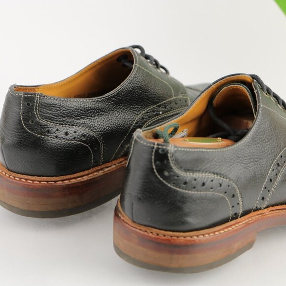 Stacy Adams Mens Oxford Size 9.5 D Black Leather Wingtip Brogue Derby Dress Shoe - Picture 3 of 12